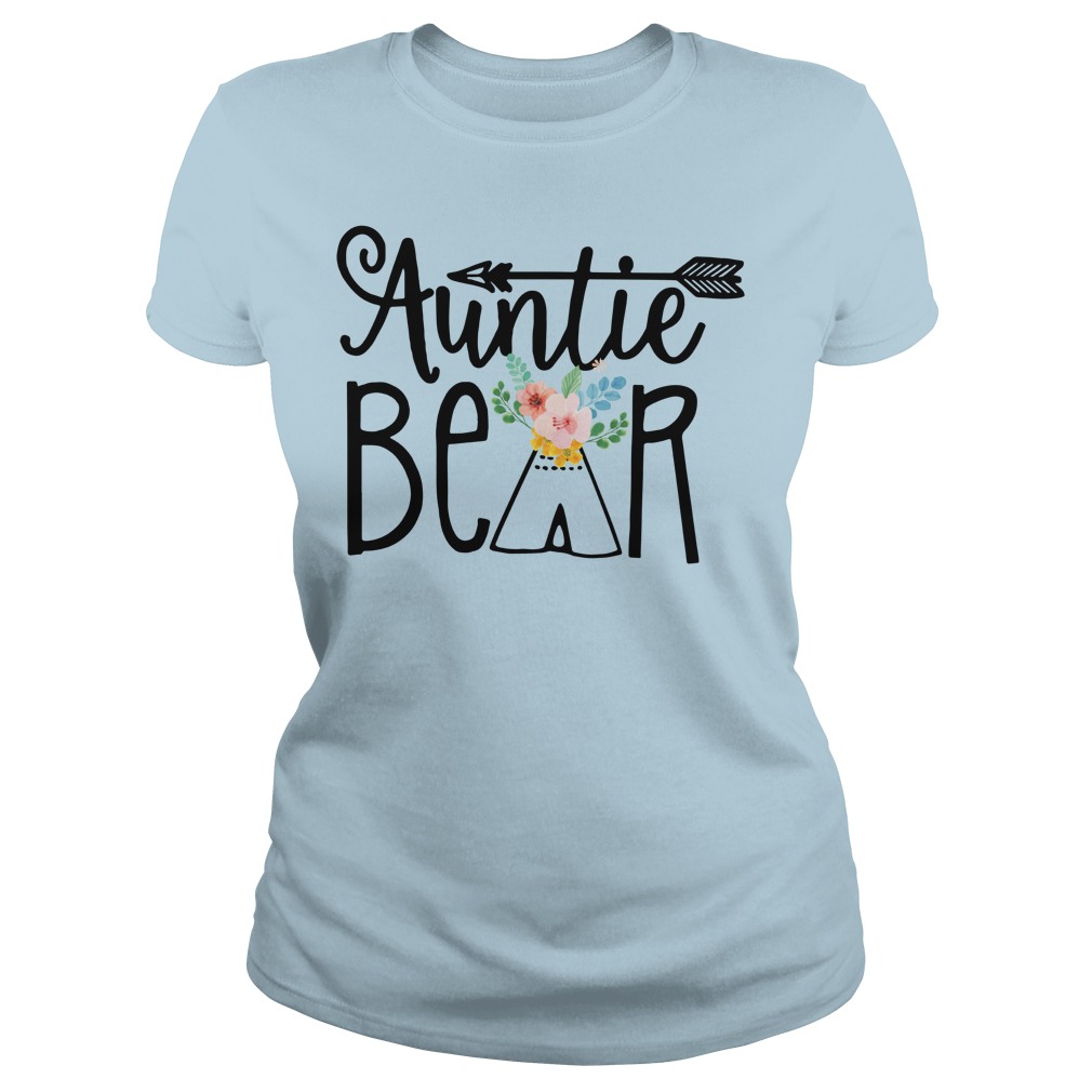 Auntie Bear shirt, lady v-neck, lady tee