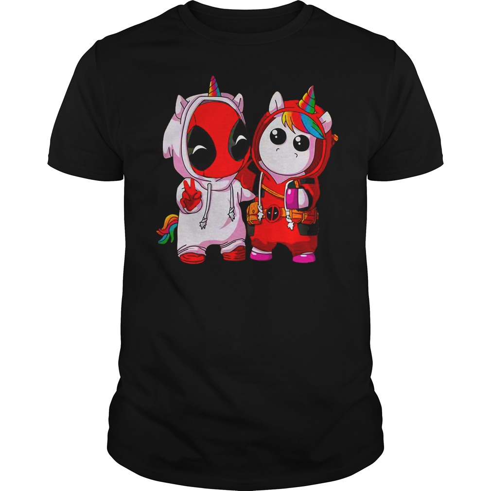 Baby Deadpool and Unicorn shirt guy tee