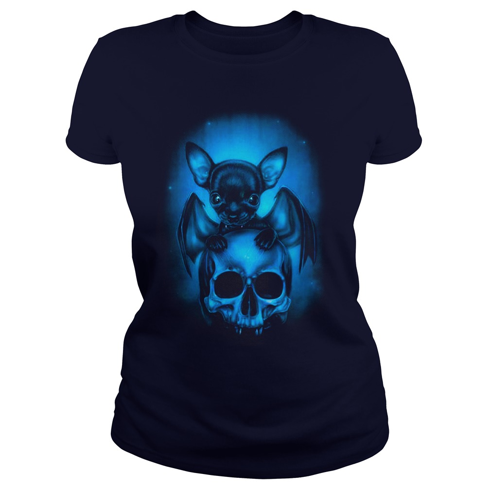 Bat Chihuahua and skull shirt lady tee