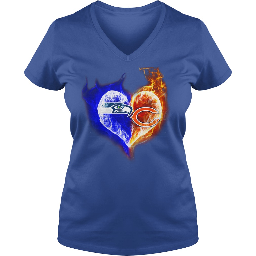 Chicago Bears - Seattle Seahawks It's in my heart shirt lady v-neck