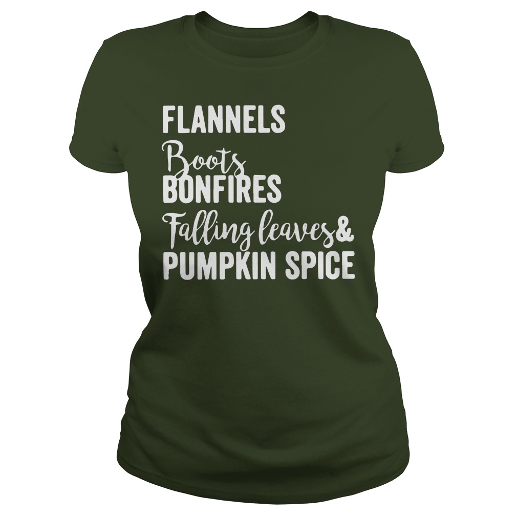Flannels Boots bonfires falling leaves and Pumpkin spice shirt lady tee