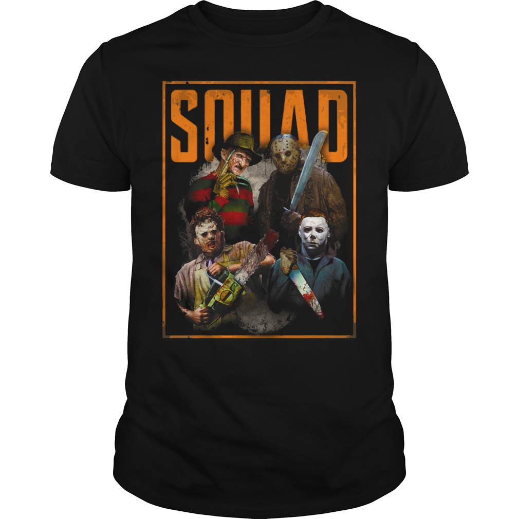 Freddy Jason Michael Myers and Leatherface Squad shirt guy tee