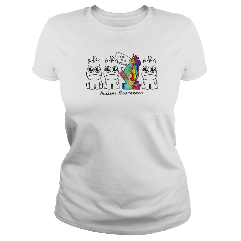 It's ok to be different Autism Awareness Unicorn shirt lady tee