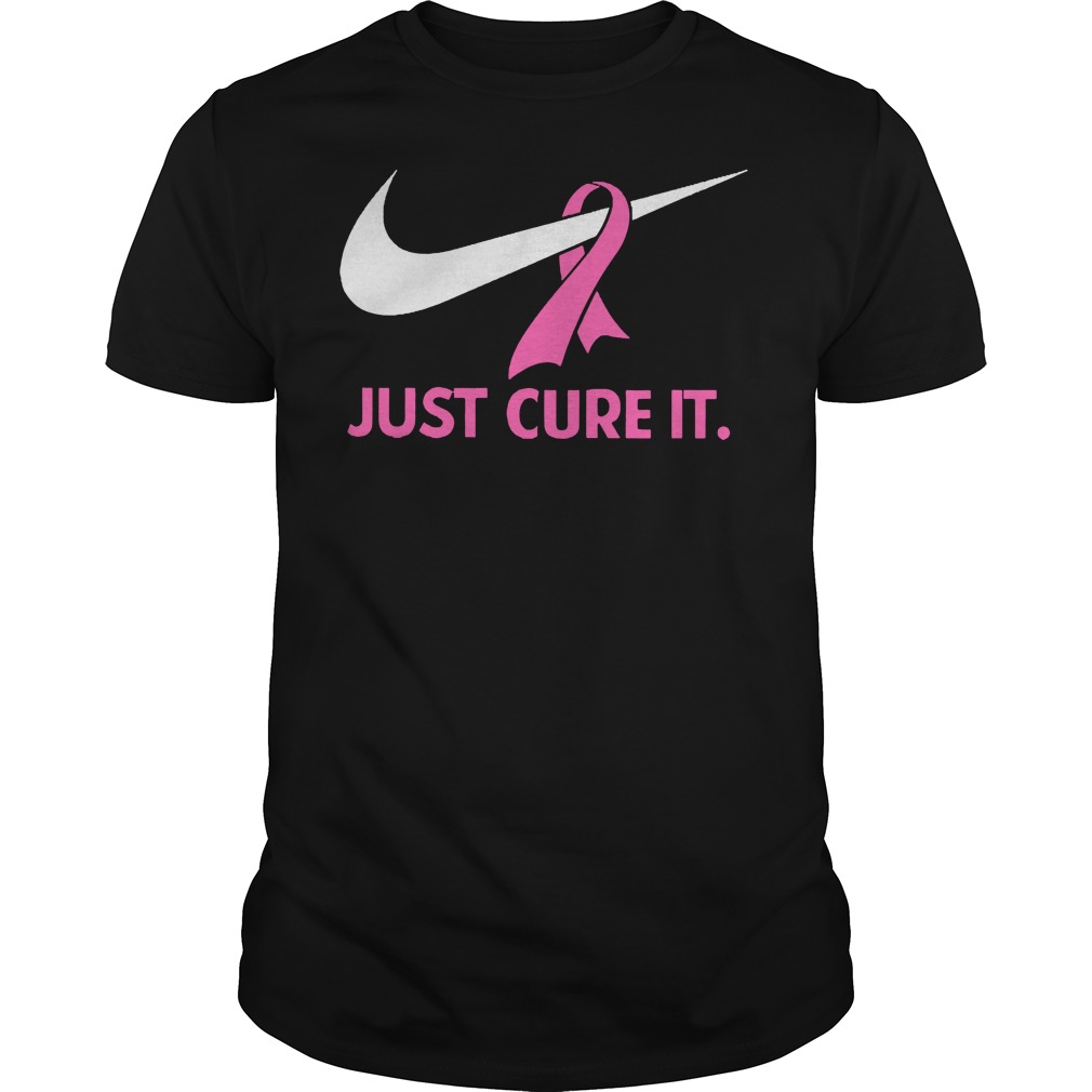 Just Cure It Breast Cancer Awareness Swoosh shirt guy tee