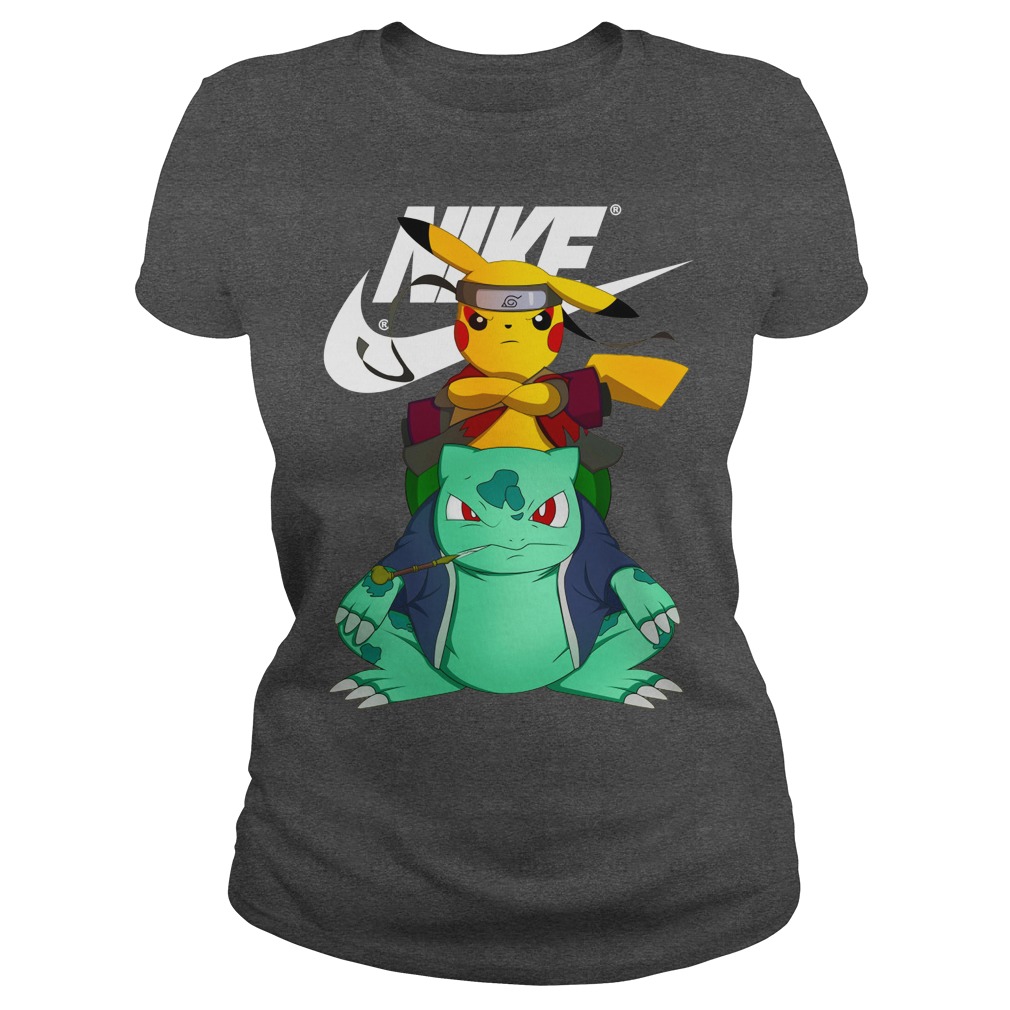 Naruto Pokemon Pikachu Nike shirt lady tee - Pokemon pikachu bulbasaur naruto nike shirt