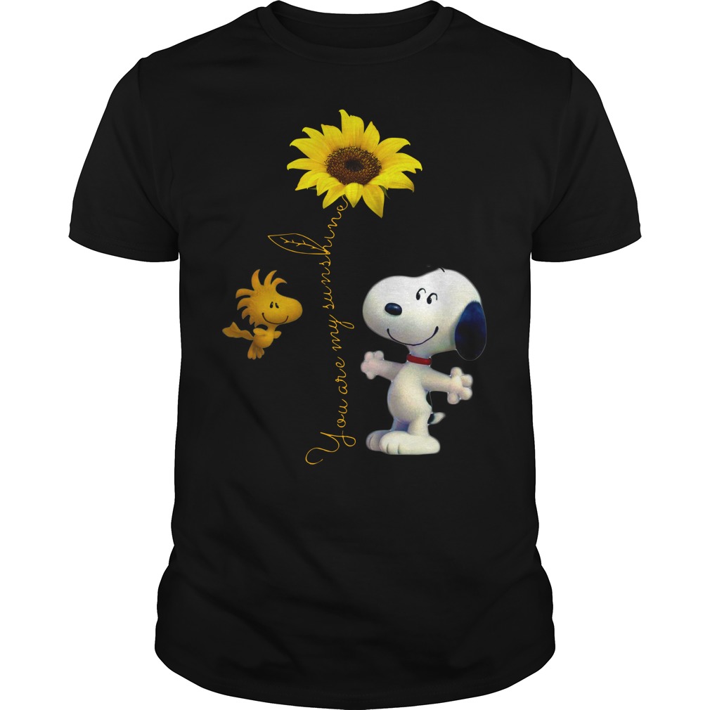 Snoopy and Woodstock You are my sunshine Sunflower shirt guy tee