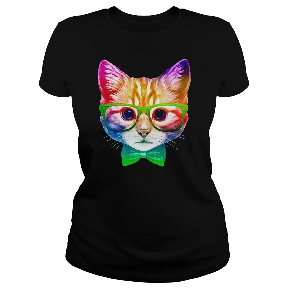 Rainbow Academicat - Skeptical Kitten shirt lady tee