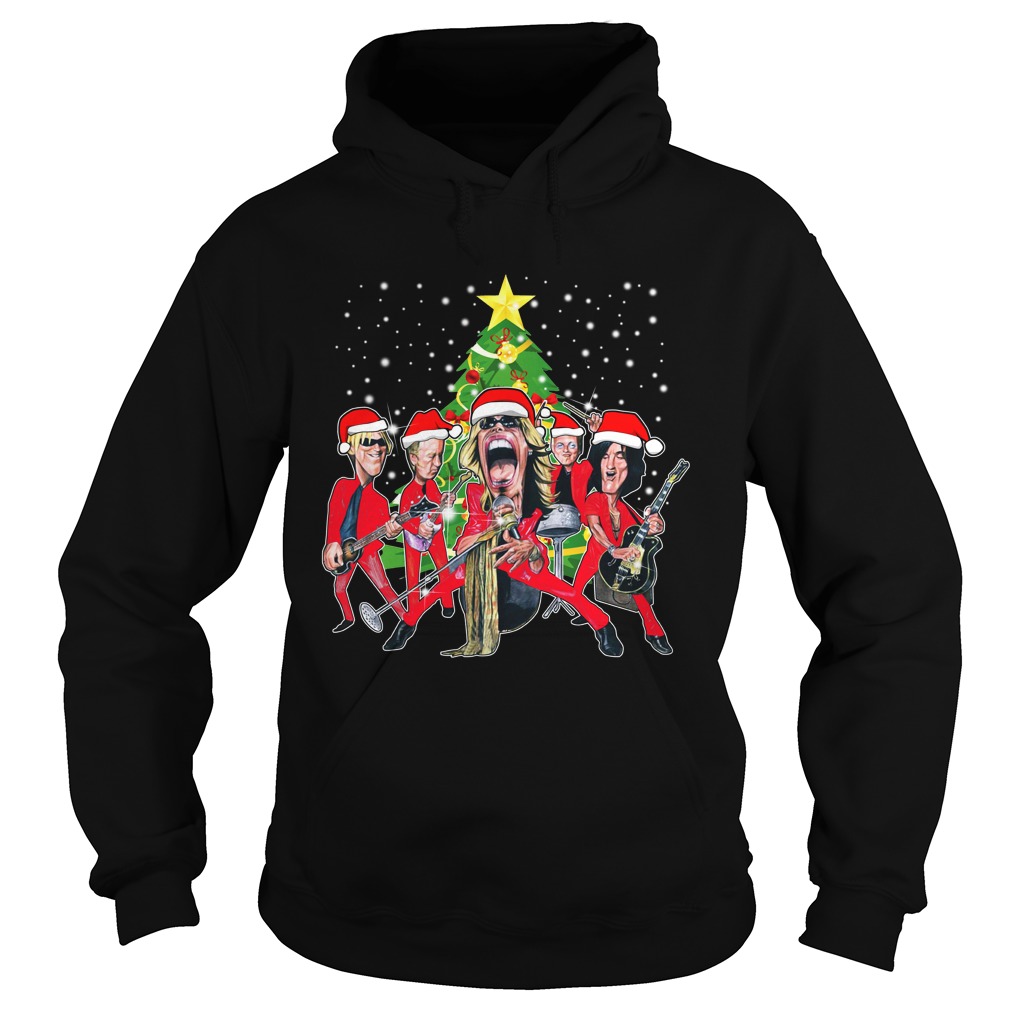 Aerosmith band Christmas tree shirt hoodie