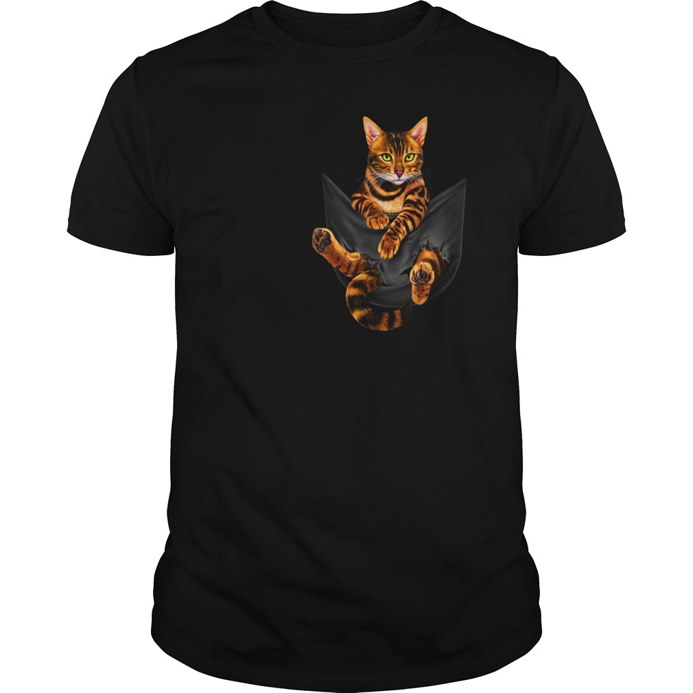 Funny Bengal Cat In Pocket shirt guy tee