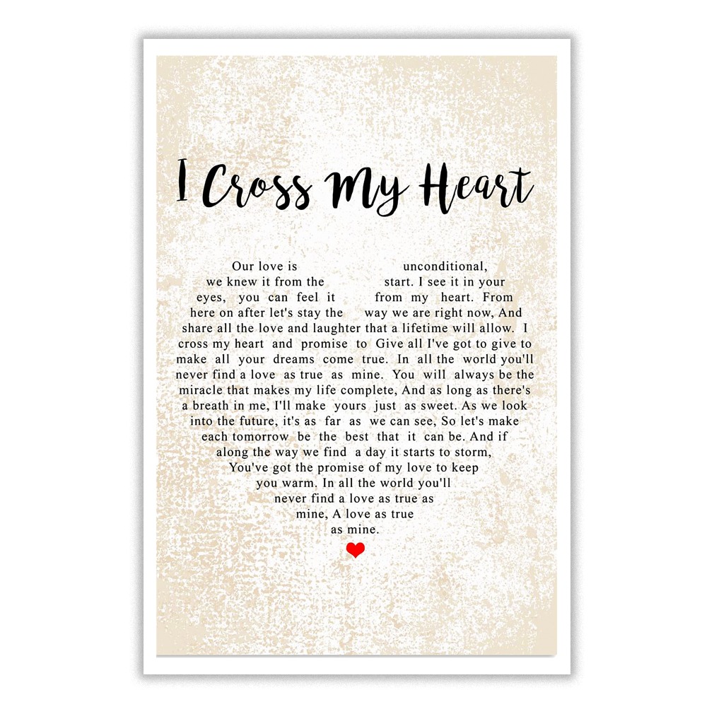 I cross my heart lyrics heart typography poster