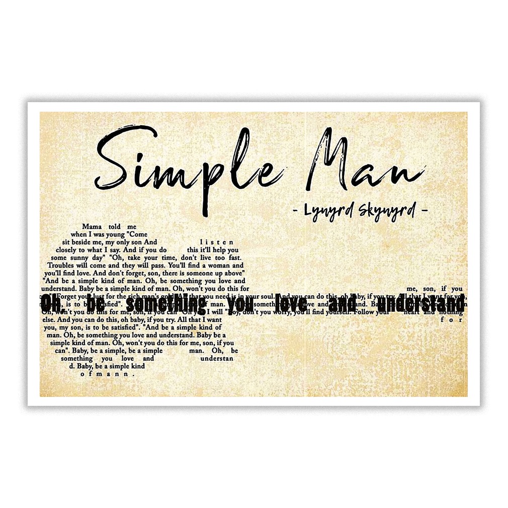 Lynyrd Skynyrd Simple Man Lyric guitar Typography poster