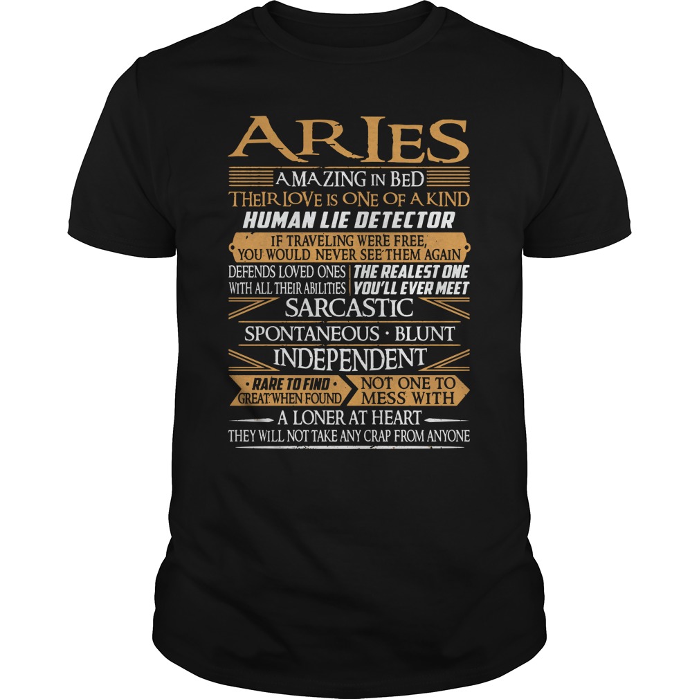Aries Amazing In Bed There Love Is One Of A Kind shirt unisex tee