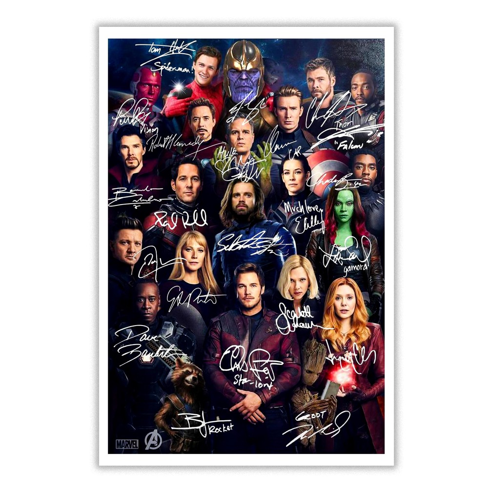 All marvel avengers heroes signatures poster