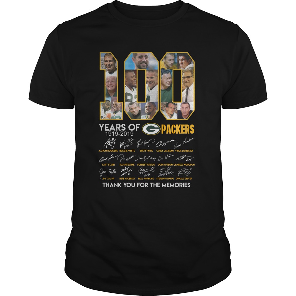 100 year of Green Bay Packers thank you for memories shirt unisex tee
