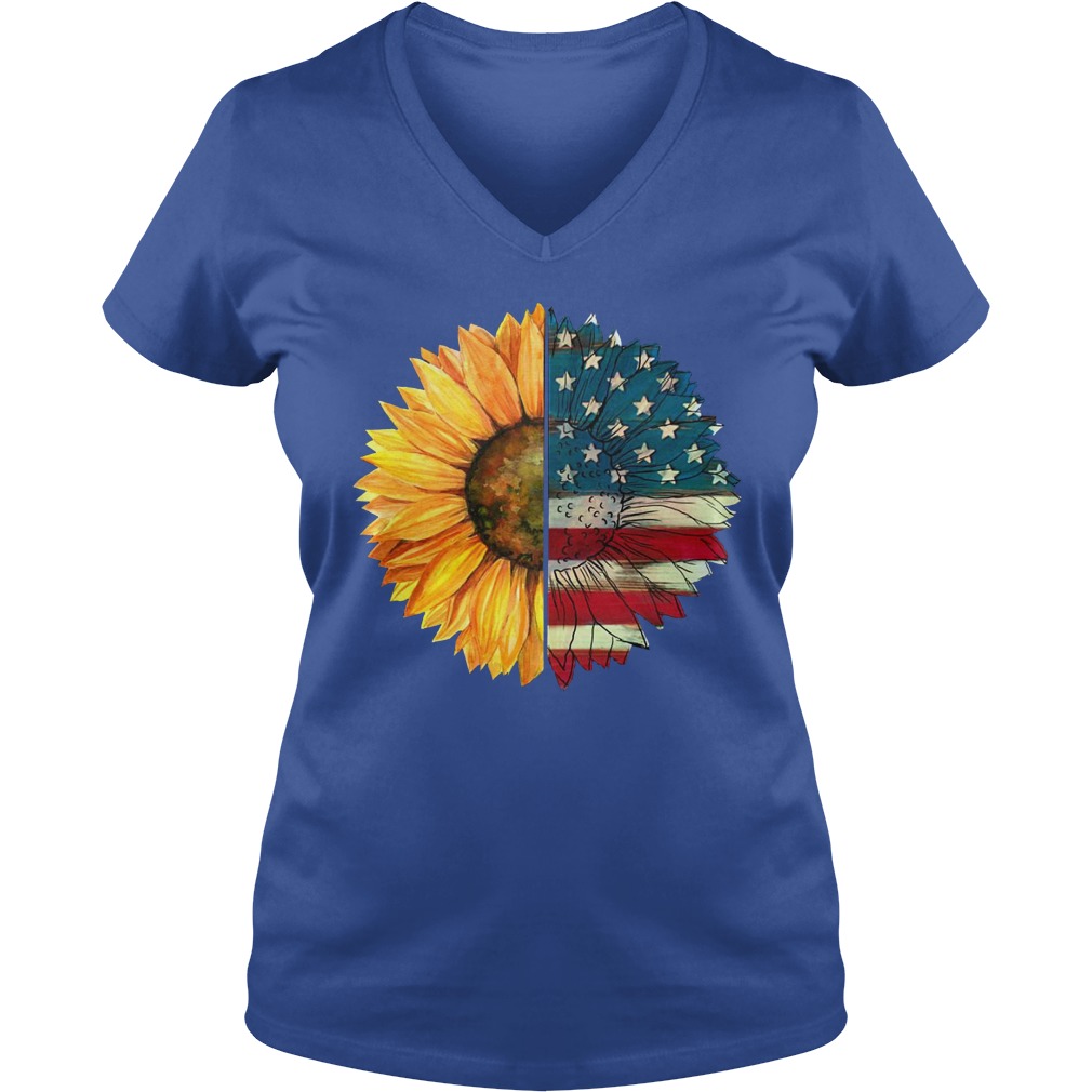 Sunflower flag America shirt-Sunflower shirt lady v-neck