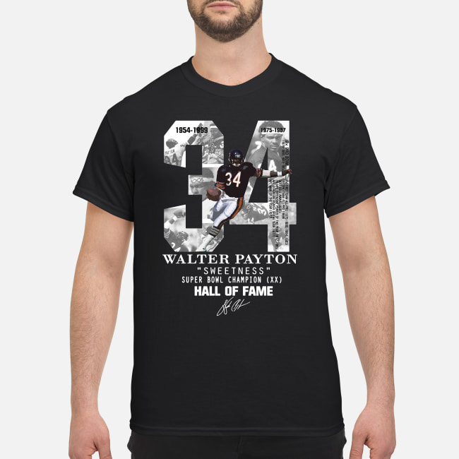 34 Walter Payton Sweetness Super Bowl Champion Hall of fame shirt classic men's t-shirt