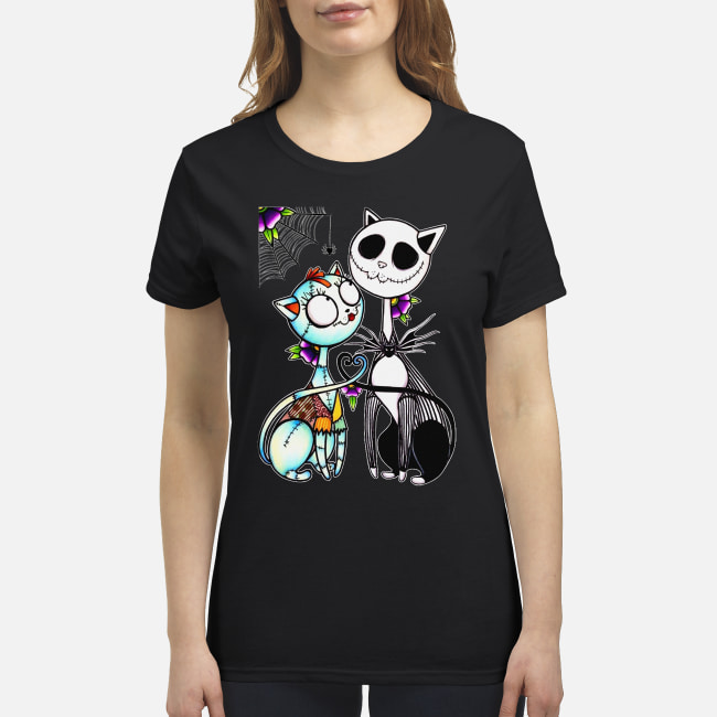 Cat Jack Skellington and Sally shirt premium women's t-shirt