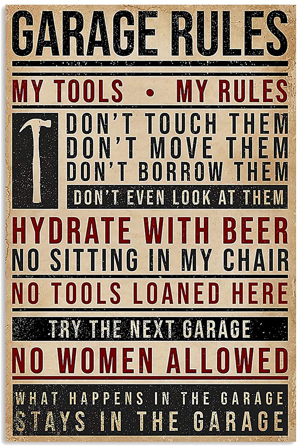 ANDIEZ Garage Rules My Tools My Rules Poster