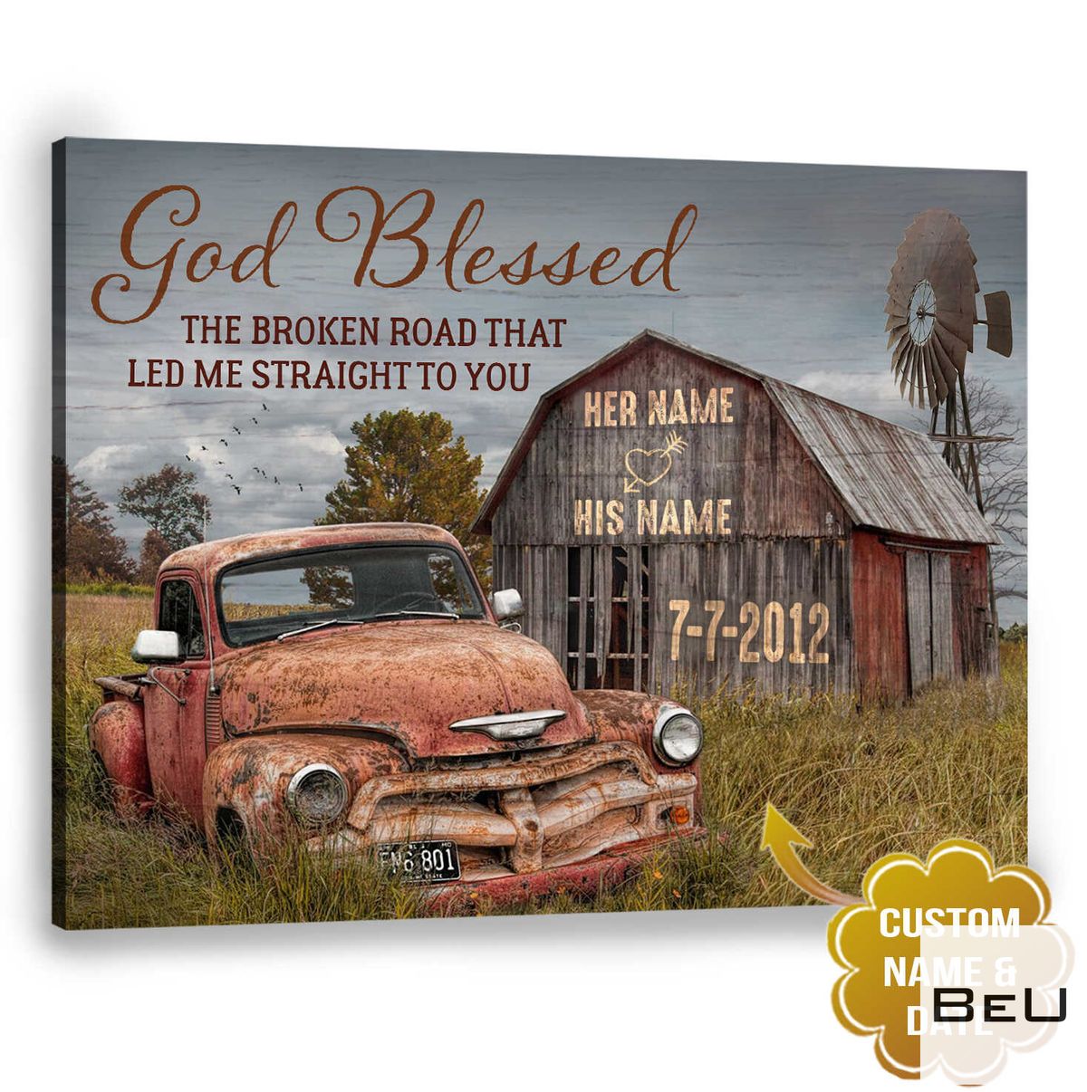 Personalized God Blessed The Broken Road That Led Me Straight To You Canvas