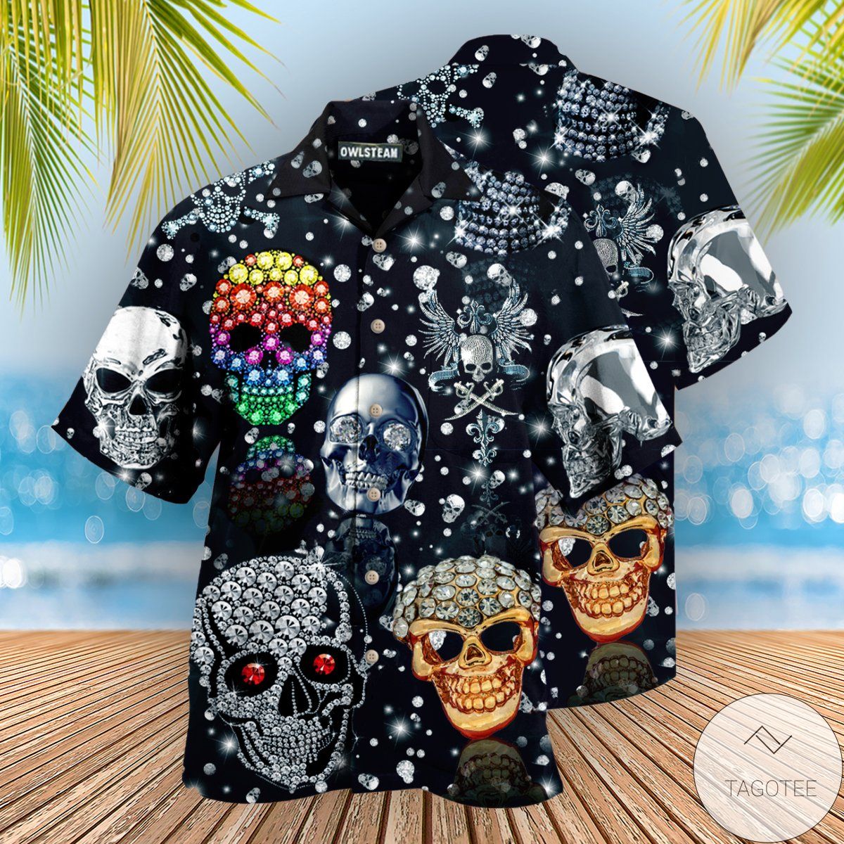 Skull Shiny Diamond Hawaiian Shirt