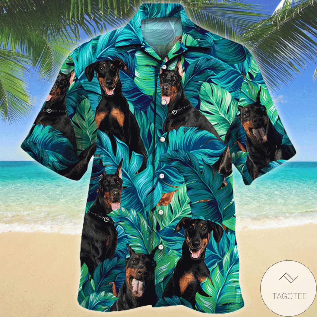 Doberman Pinscher Tropical Hawaiian Shirt