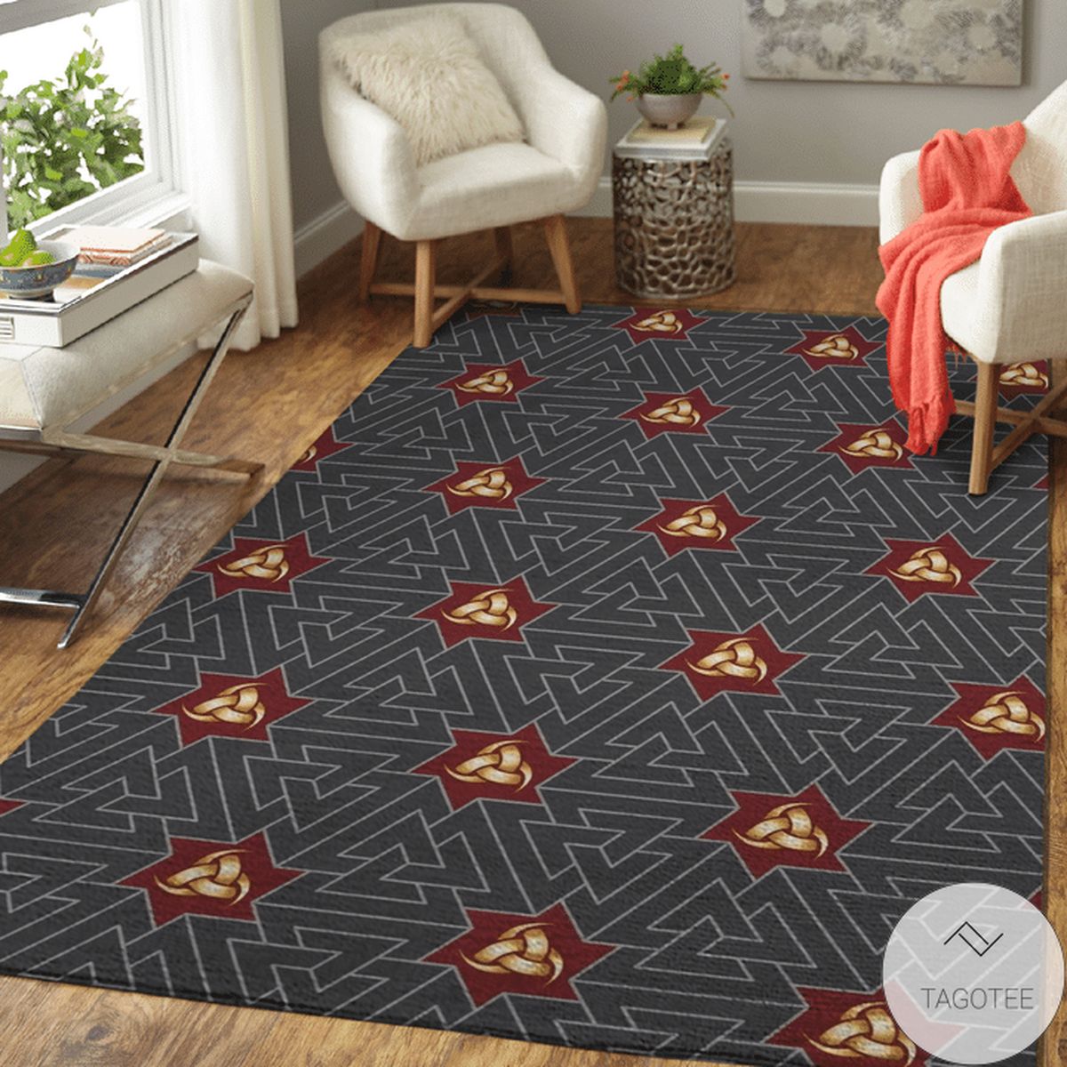 Horns Of Odin And Valknut Viking Area Rug