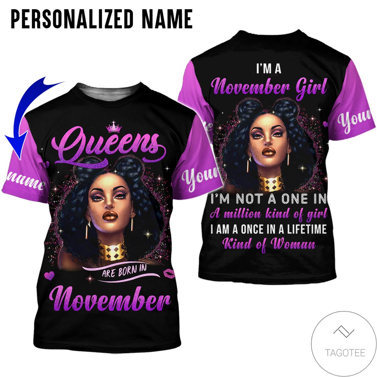 Personalized Name Queen Are Born In November All Over Print Hoodie