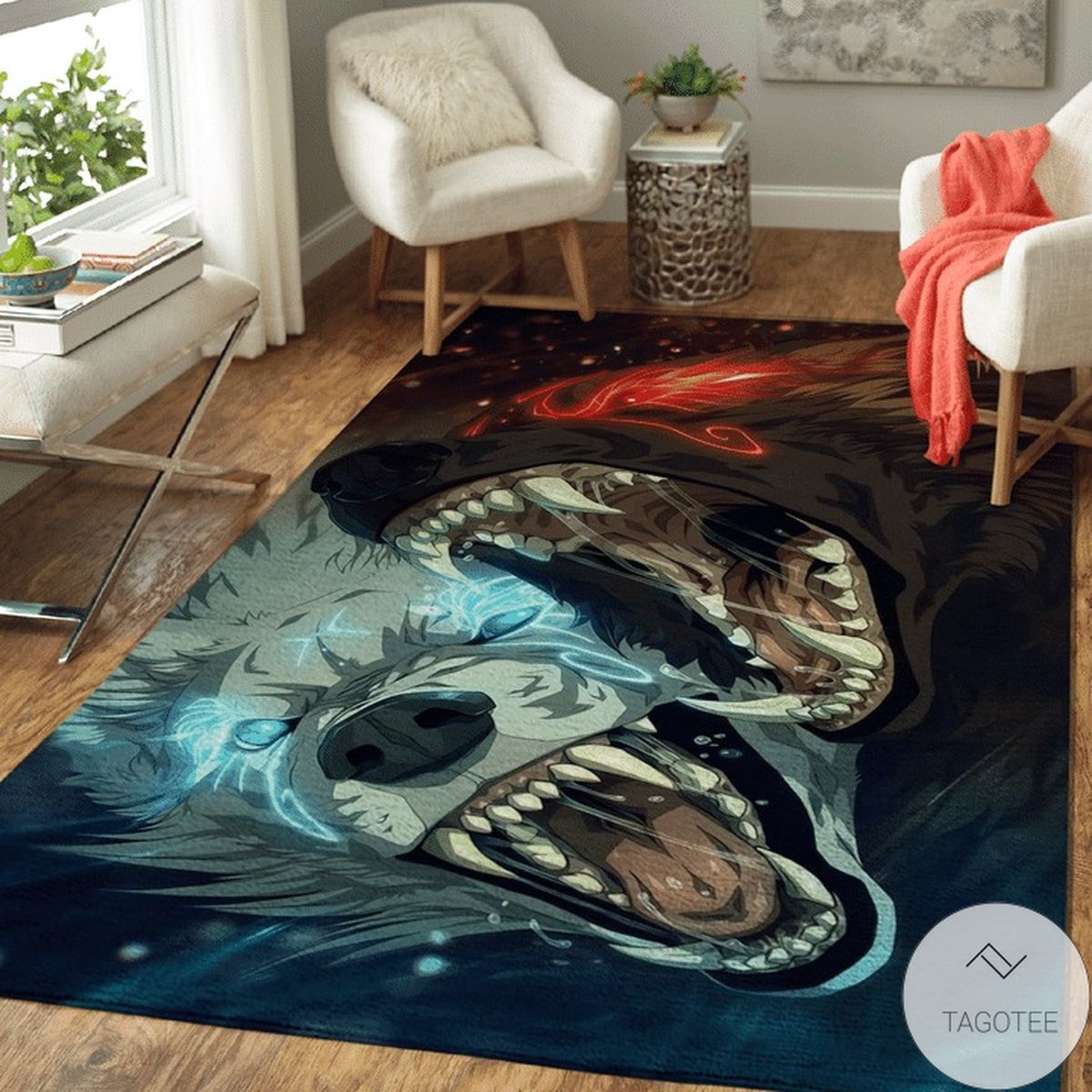 Water And Fire Wolf - Viking Area Rug