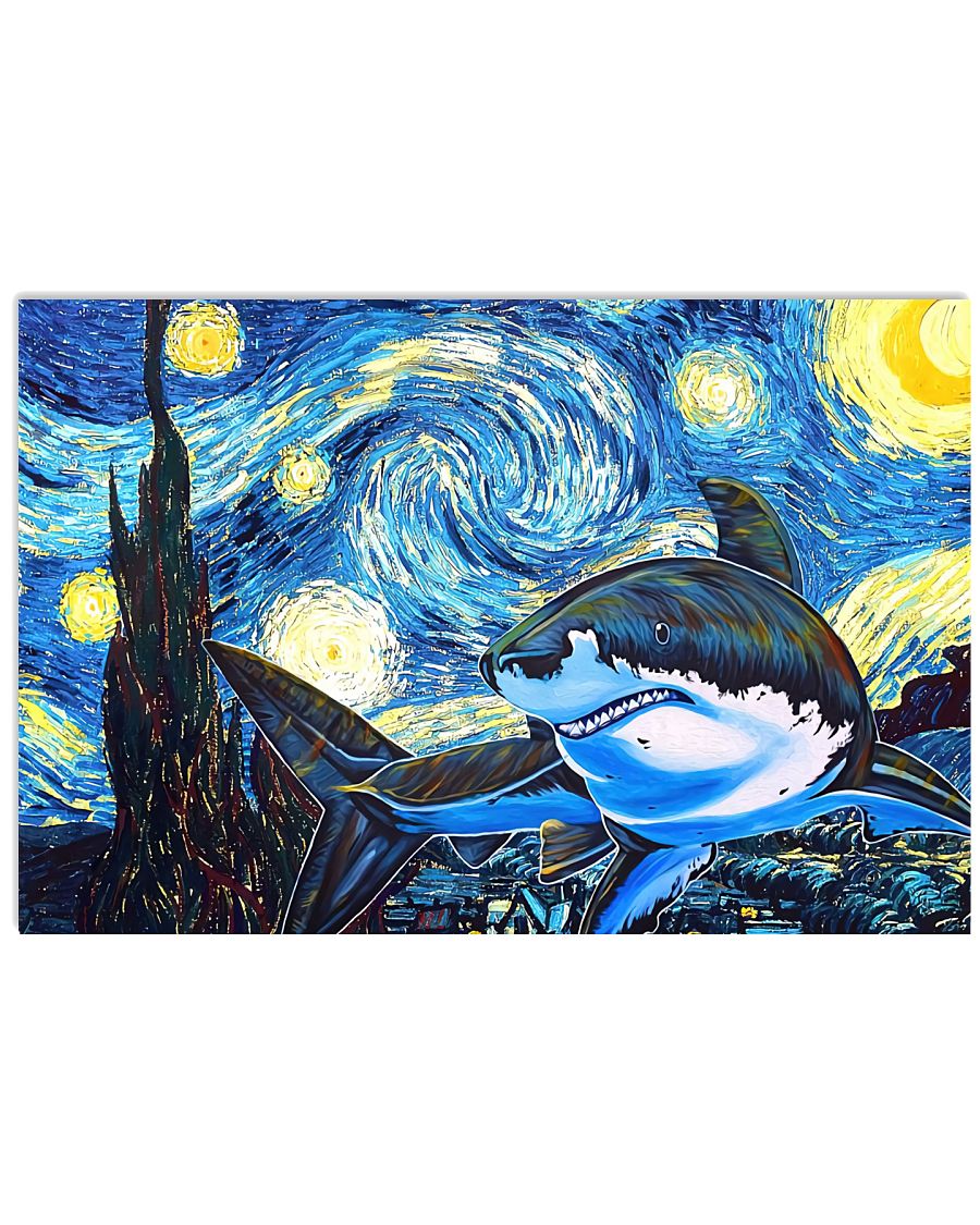 Shark Starry Night Poster