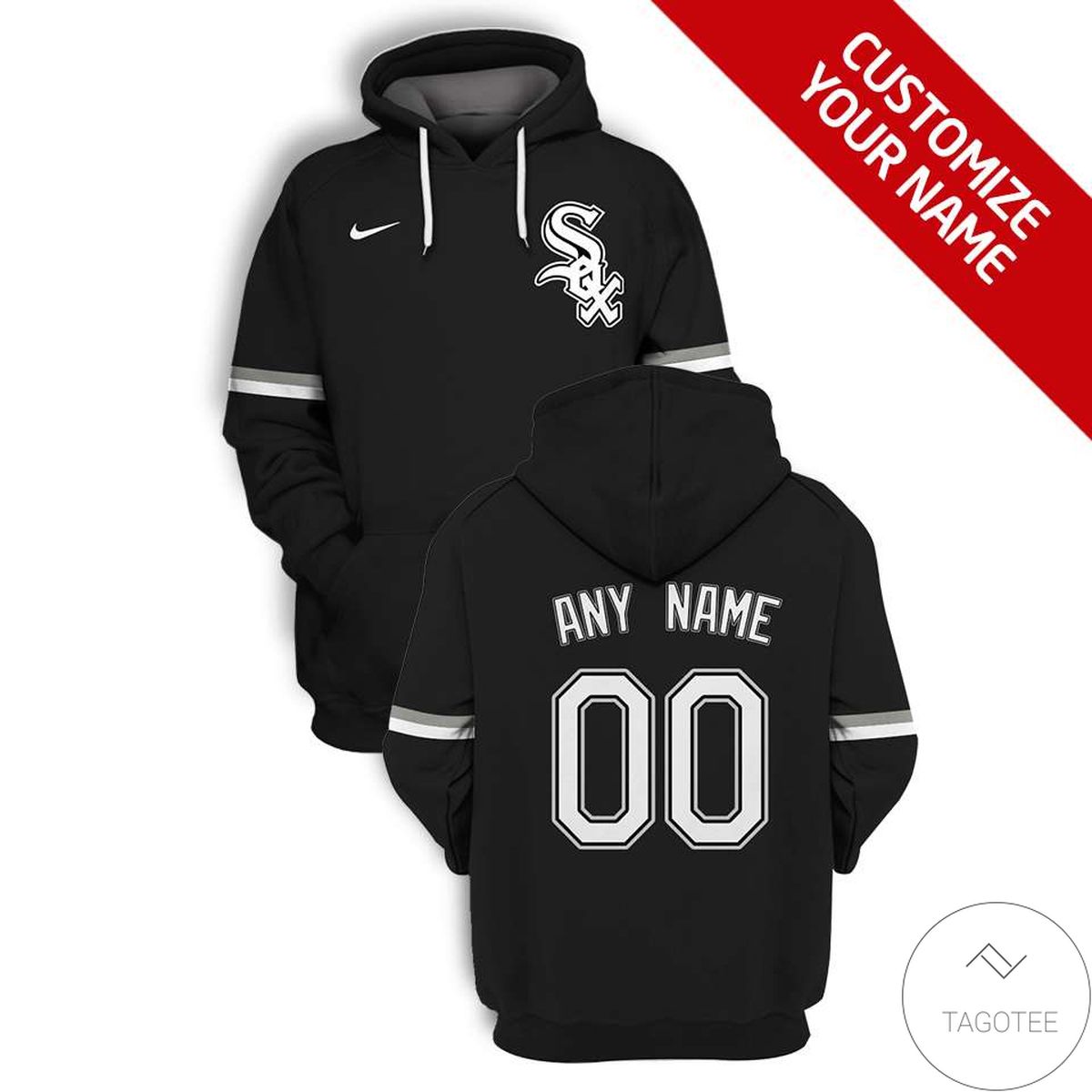 Personalized Name And Number Chicago White Sox Black All Over Print T-shirt