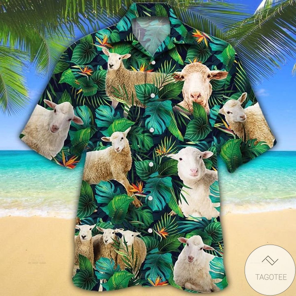 Clothing Sheep Lovers Tropical Leaves Hawaiian Shirt | Myteashirts
