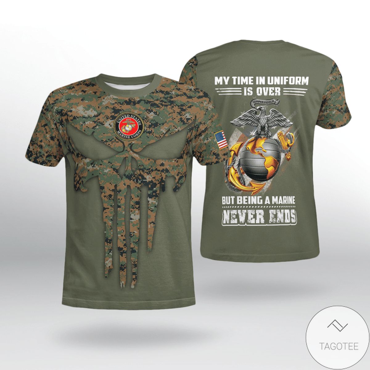 Usmc My Time In Uniform Is Over But Being A Marine Never End Shirt