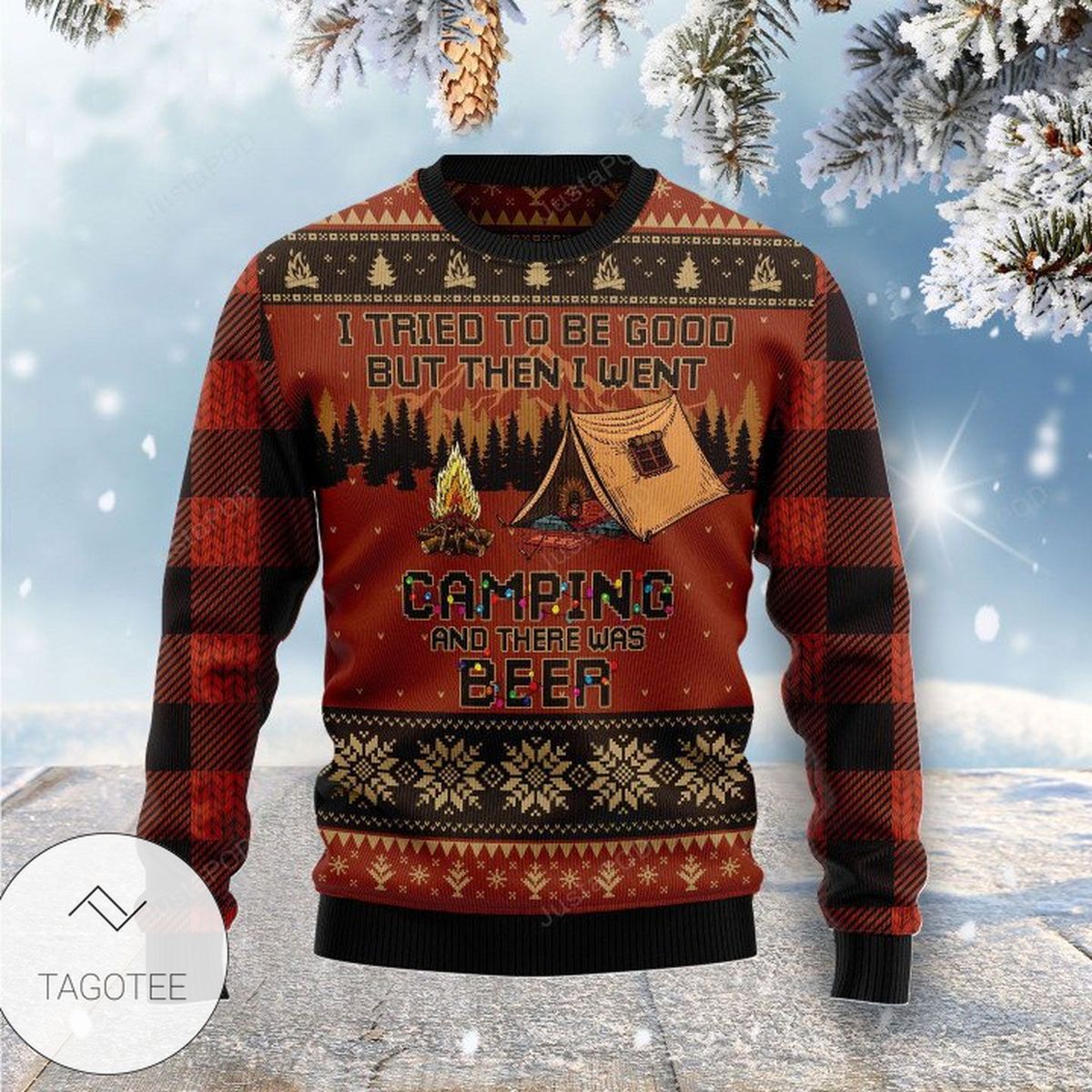 I Tried To Be Good But Then I Went Camping Christmas Ugly Sweater