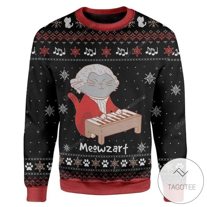 Meowzart For Cat Lovers Ugly Christmas Sweater