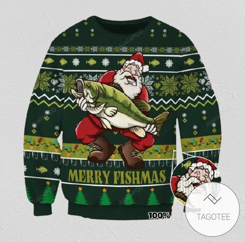 Merry Fishmas For Unisex Ugly Christmas Sweater