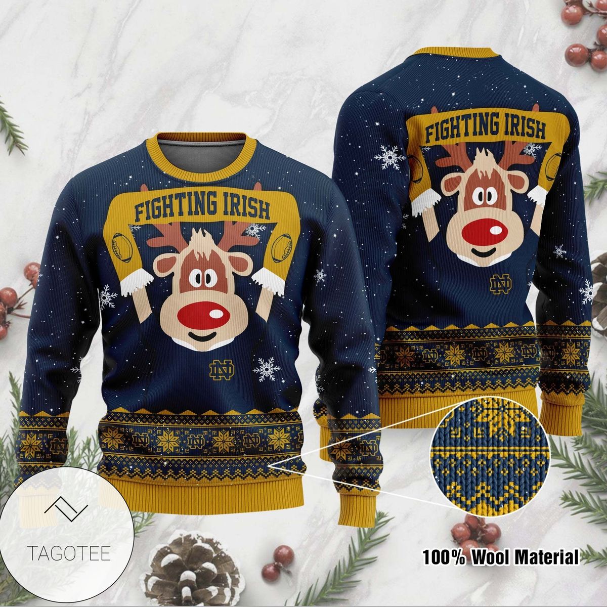 Notre Dame Fighting Irish Funny Ugly Christmas Sweater Holiday Xmas Party