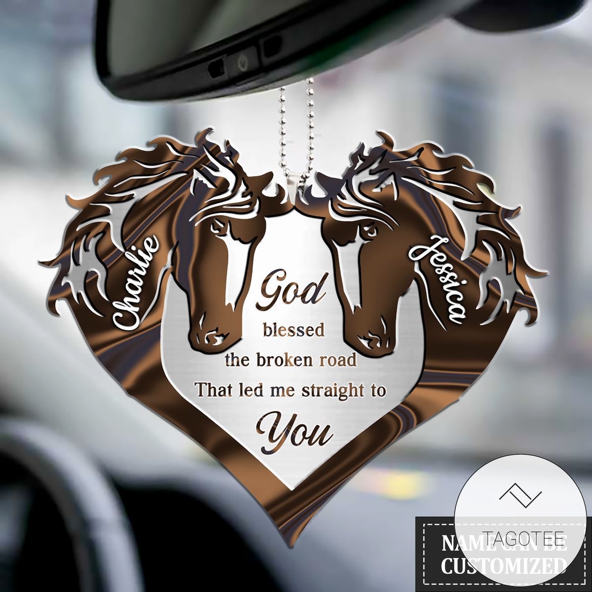 Personalized Couple Horse Heart God Blessed Ornament