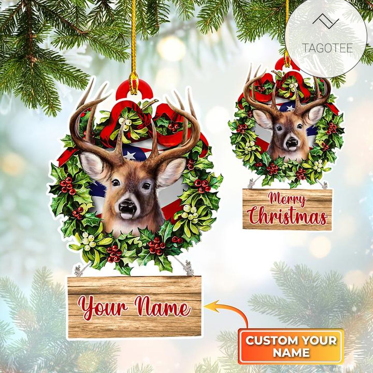 Personalized Deer Hunting Christmas Shaped Ornament