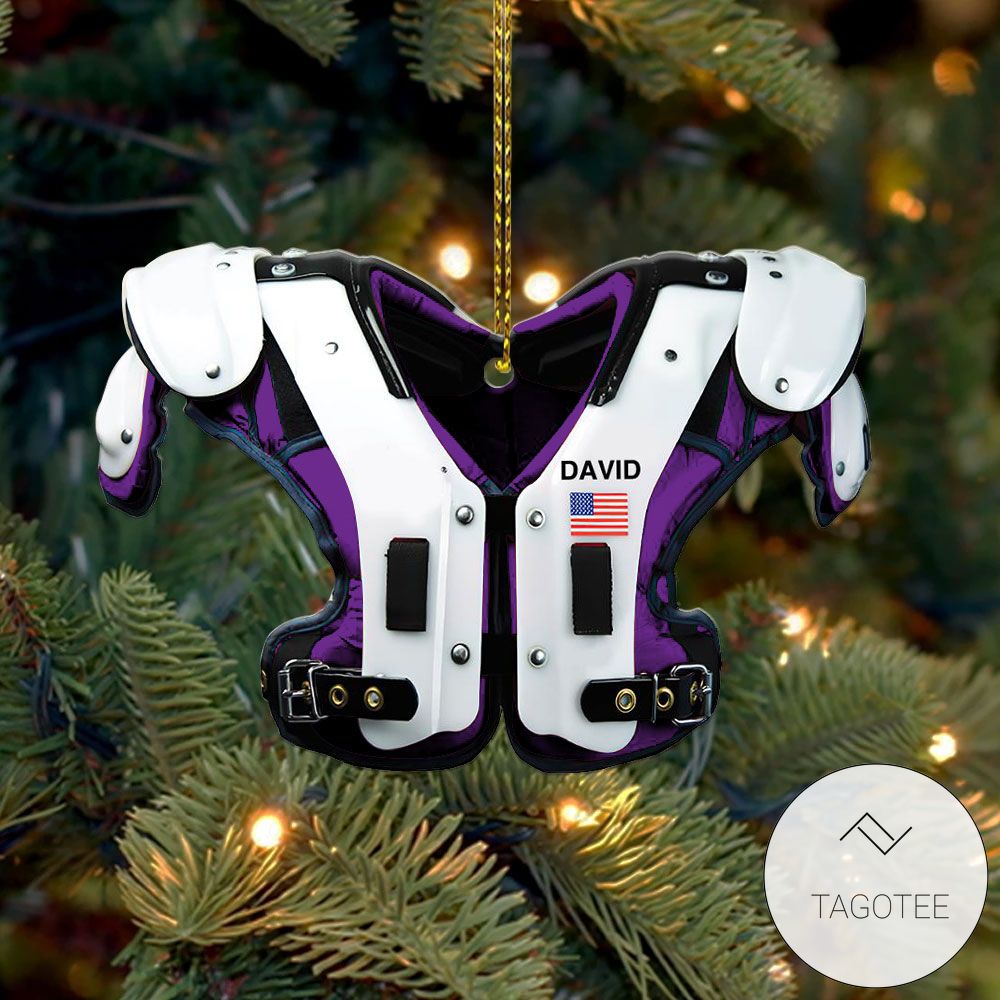 Personalized Purple American Football Shoulder Pads Ornament