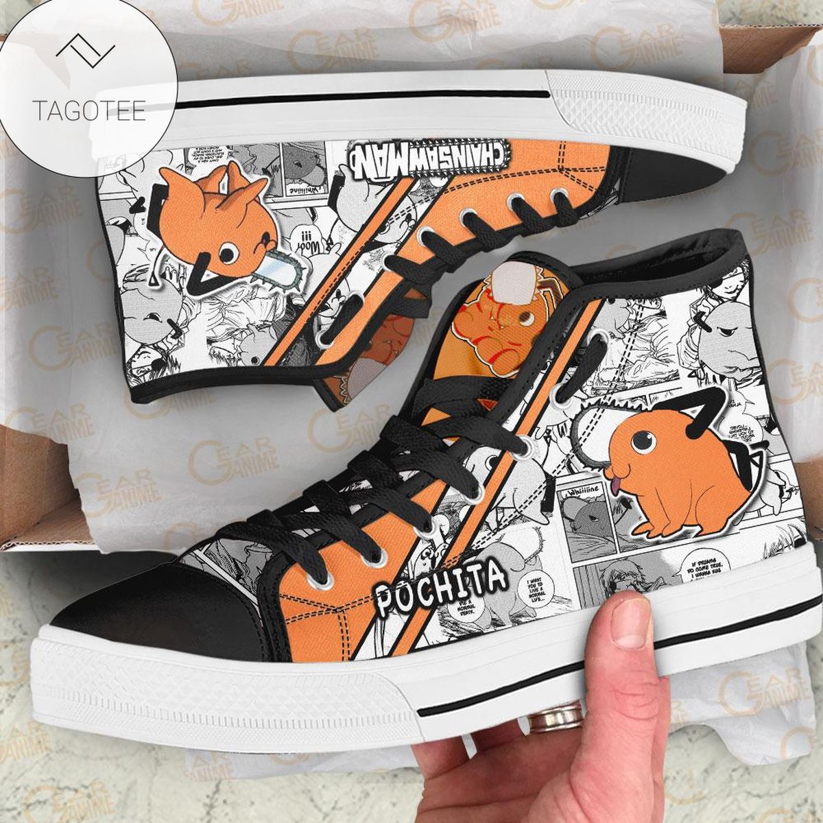 Pochita Manga Anime Lovers Chainsaw Man Sneakers High Top Shoes