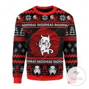 Radiohead White Cat For Cat Lovers Ugly Christmas Sweater