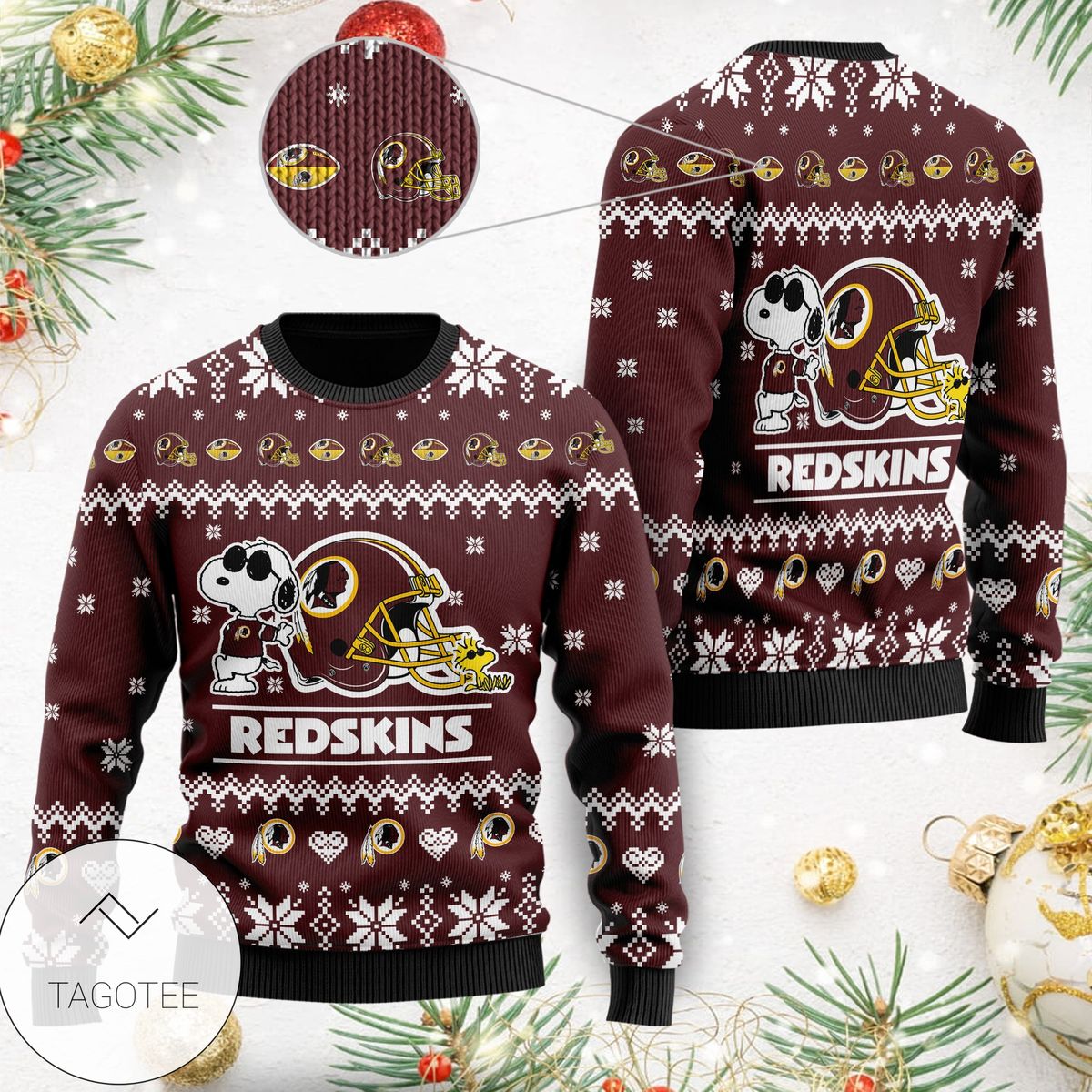 Washington Redskins Cute The Snoopy Show Football Helmet 3D All Over Print Ugly Sweater Shirt