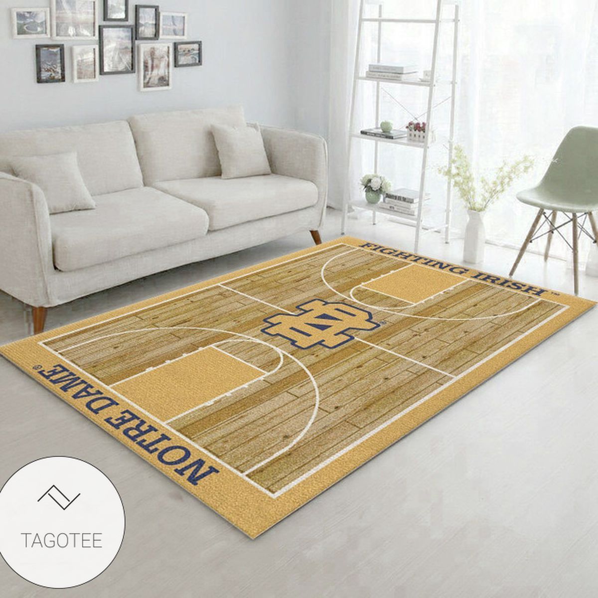 College Home Court Notre Dame Basketball Team Logo Area Rug Kitchen Rug Family Gift US Decor