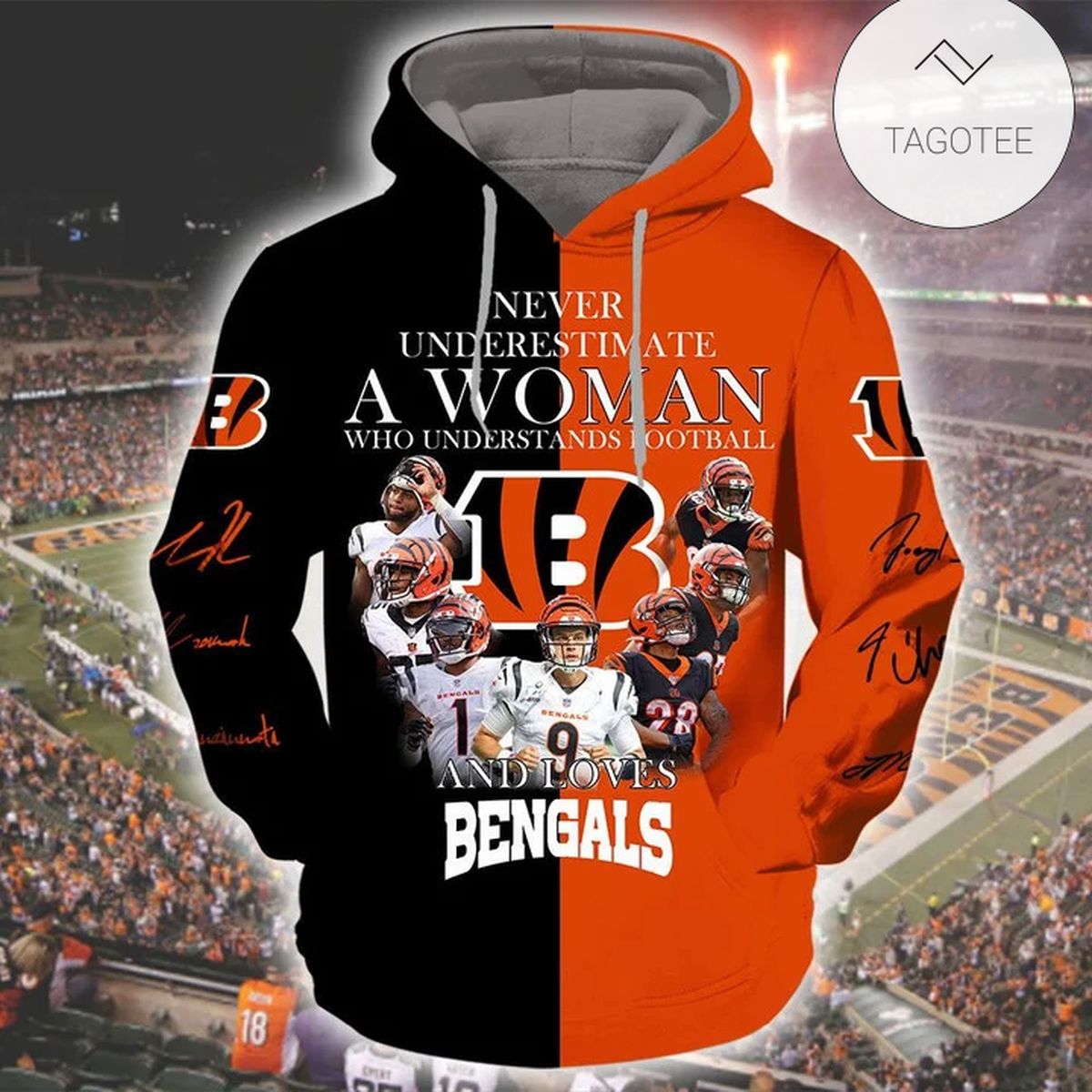 Never Underestimate A Woman Who Understands Football And Loves Bengals Hoodie