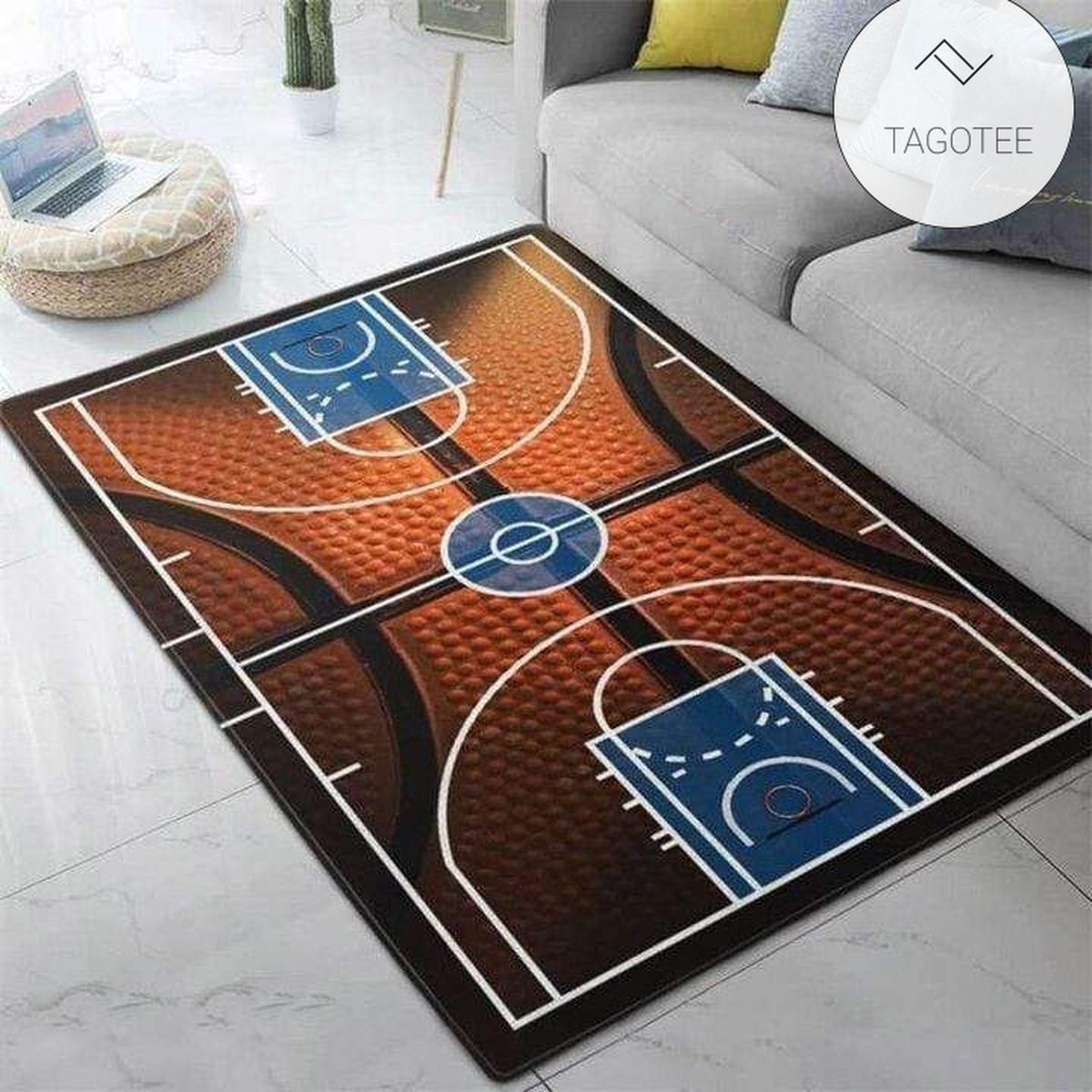 Beautiful Basketball Court Combine Rectangle Rug