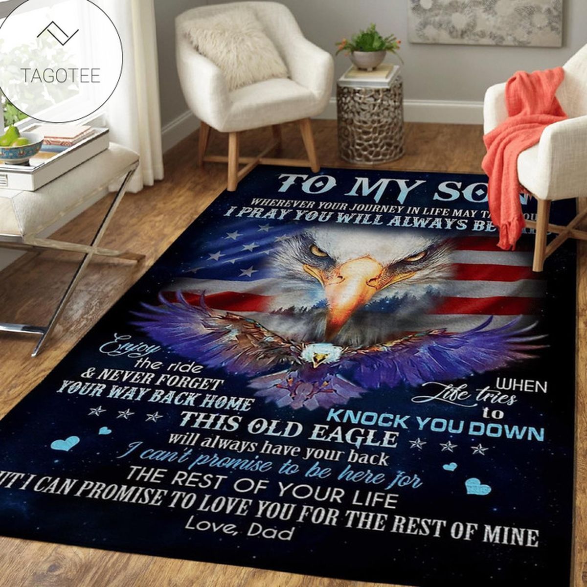 Birthday Gifts For Son From Dad Eagle America Flag Enjoy The Ride Fleece Area Rug