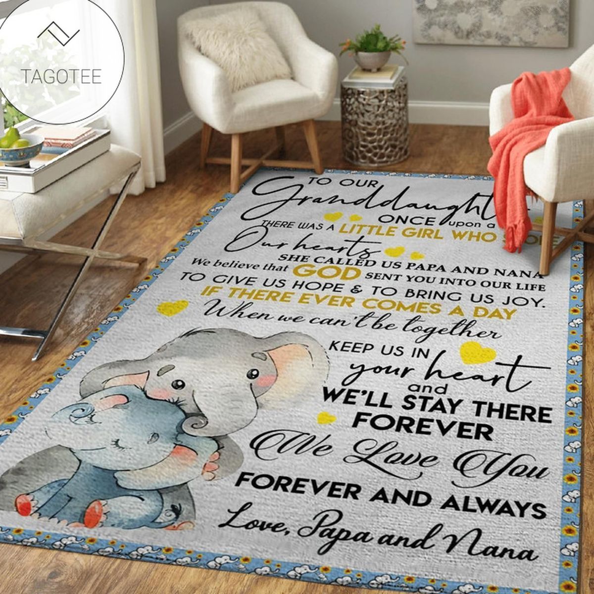 Gifts For Granddaughter From Papa And Nana To My Granddaughter Elephant Area Rug
