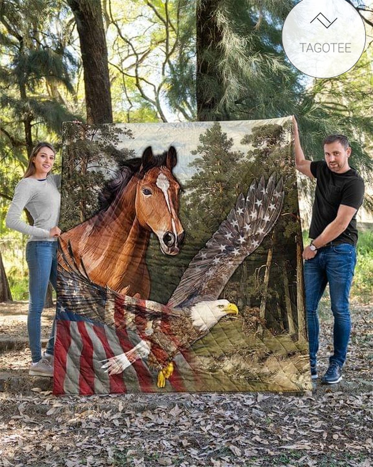 Horse And Eagle Wild Forest Quilt