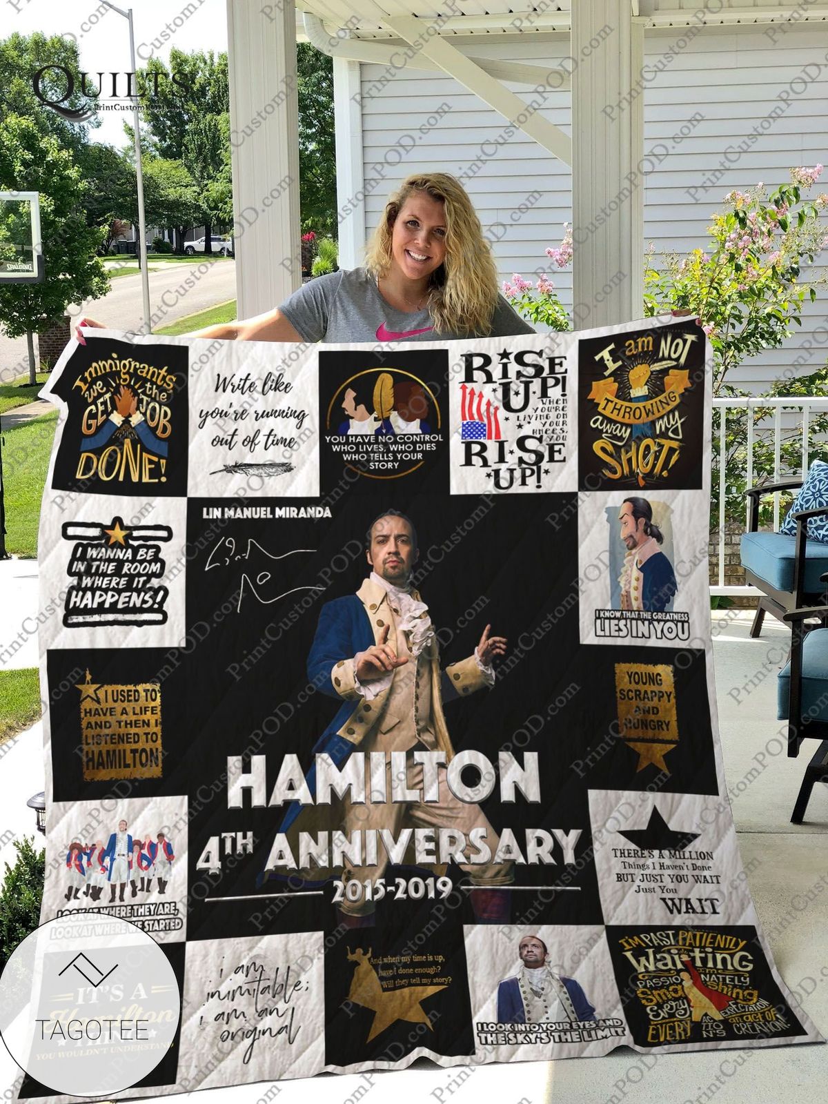 Broadway Hamilton 4th Anniversary Young Scrappy And Hungry Quilt Blanket