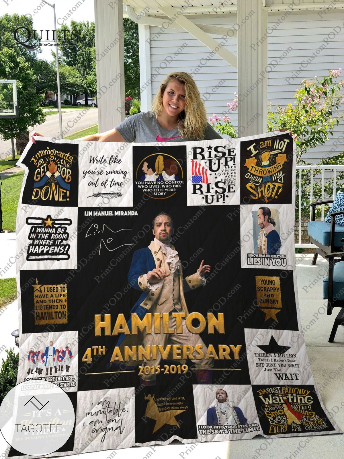 Broadway Hamilton Musical 4th Anniversary 2015-2019 Quilt Blanket